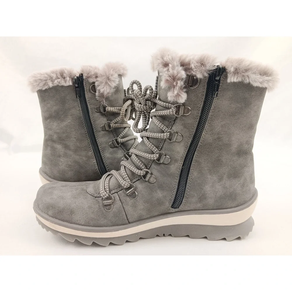 Remonte TEX Waterproof Grey Faux Suede Fur Lined Lace Up Winter Boots‎ Size 36